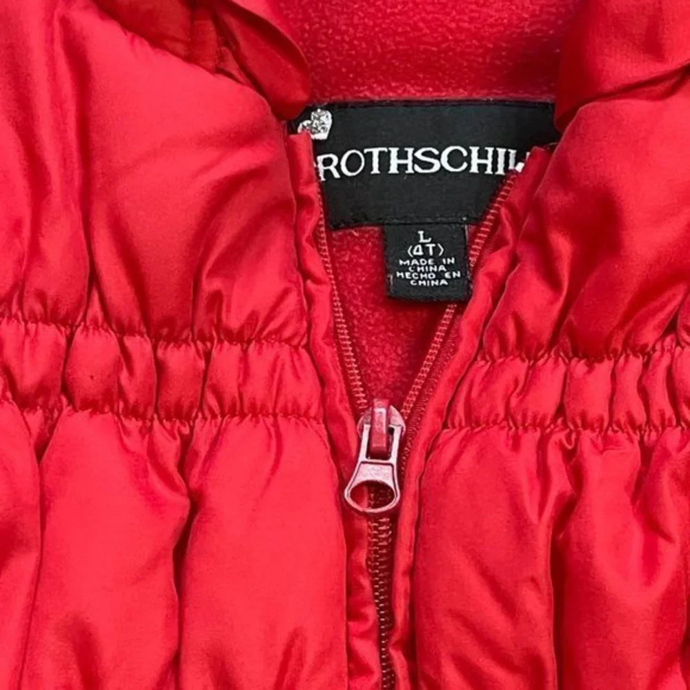 Rothschild Girl's Red Flower Pocket Full Zip Puffer Jacket Toddler‎ Size 4T